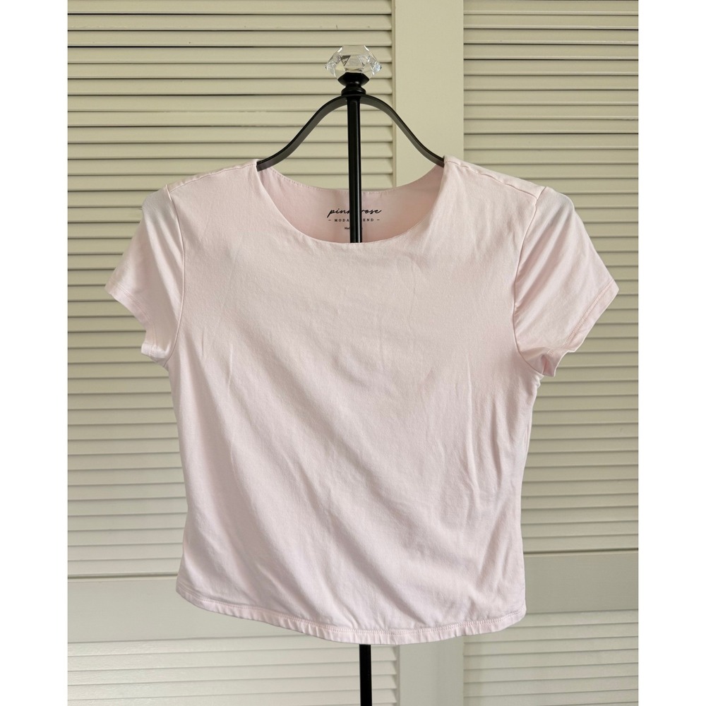 Pink Rose Modal Blend Short Sleeve Baby Tee Light Pink Size Large 6T02631R